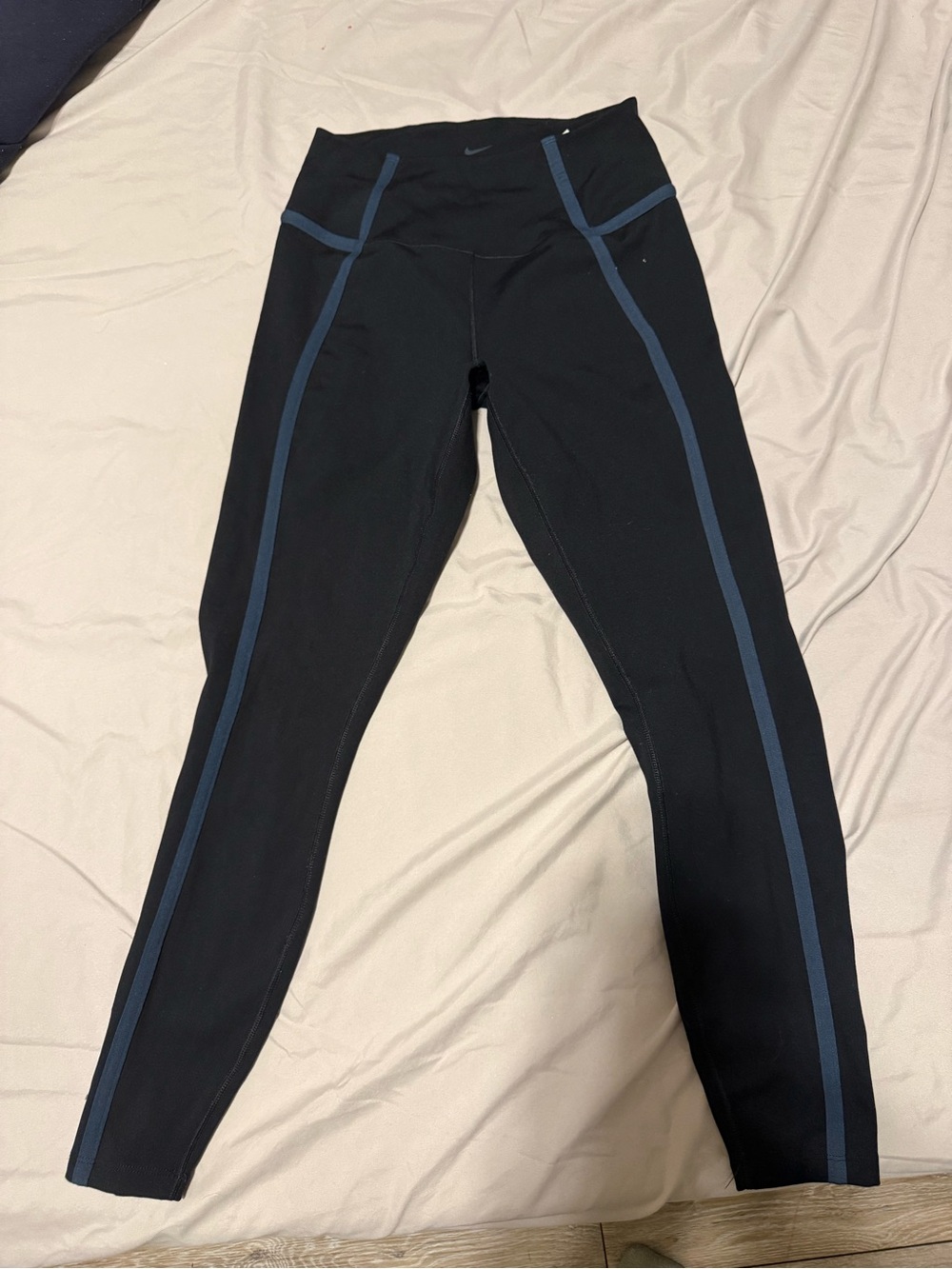 Nike Black Leggings with Navy Side Panels